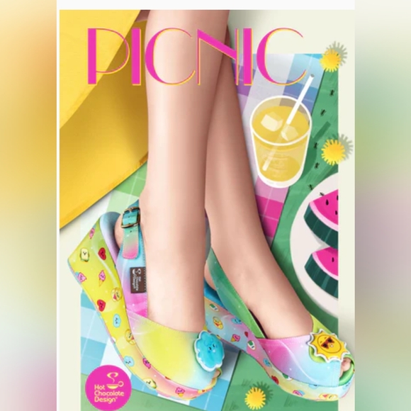 Hot Chocolate Design Chocolaticas Platform Wedge Slingback Sandals PICNIC Sz 8 - Picture 15 of 16